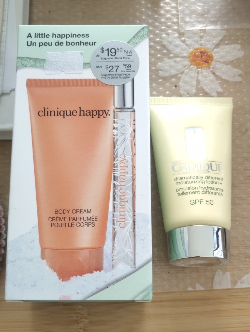 2pc Bundle of Clinique Happy Body Cream & Moisturizer SPF 50 -